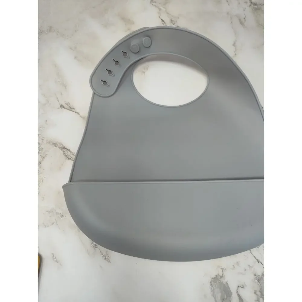 Baby Bundle - Gray Bib, Organic Cotton Bibs, Hat 0-6M